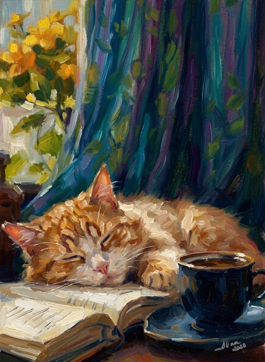 ArteDiAlina.com painting: Cats are wise